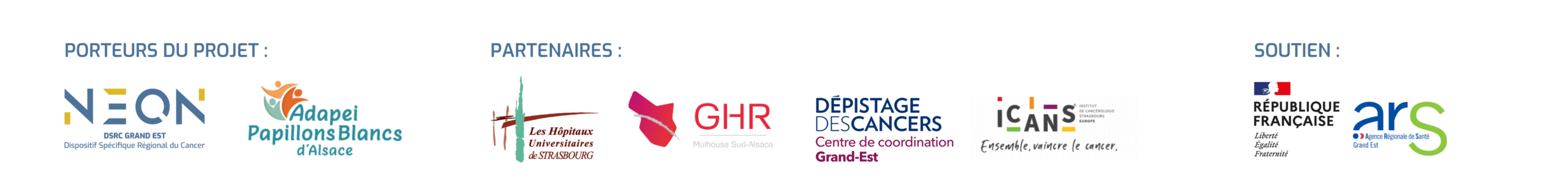 Les porteurs du projets LOGO NEON ET ADAPEI Les partenaires bandeau logo Soutien ARS (1)